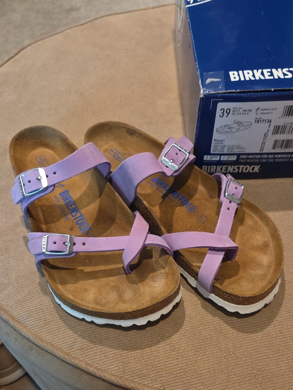 Birkenstock Mayari Lavender Strappy Leather Sandals Size 39